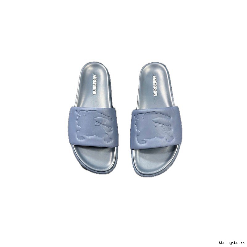 Burberry Equestrian Knight Collection Minimalist Grey-Blue Slide Sandals