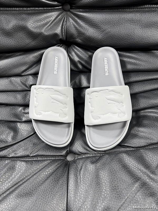 Burberry Equestrian Knight Light Luxury Style Light Grey Slides