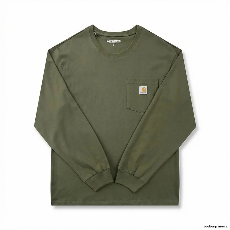 Carhartt workwear style olive green long-sleeve