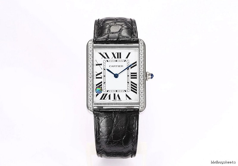 Cartier Tank-Style Dress Watch Travel Edit in Silver And Black