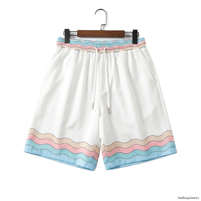Casablanca Wave Pattern Casual White Shorts