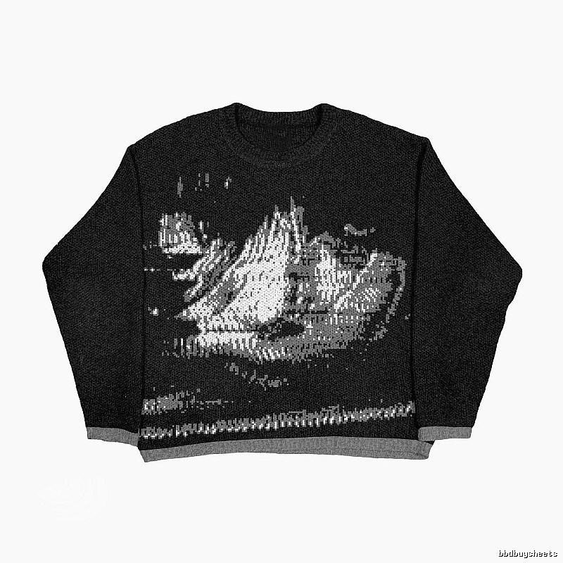 Casual Anime graphic sweater Black Knit Top for Comfortable Styling