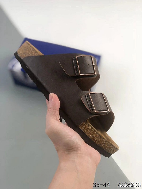 Casual Dark Brown Birkenstock Cork Slide Sandals