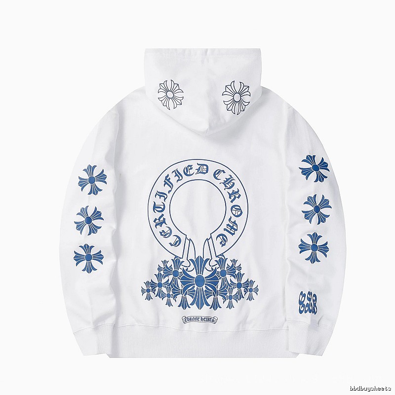 Chrome Hearts 2088-82 White Cross Graphic Hoodie Relaxed Styling