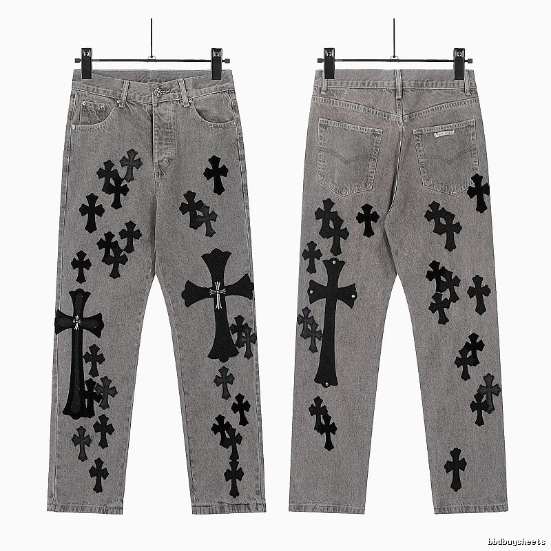 Chrome Hearts Compact Graphic jeans Light Denim Jeans for Smart Casual Looks