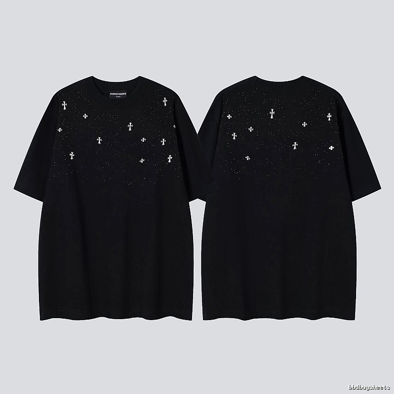 Chrome Hearts Cross Embroidered Street Style Black Short-sleeve T-shirt
