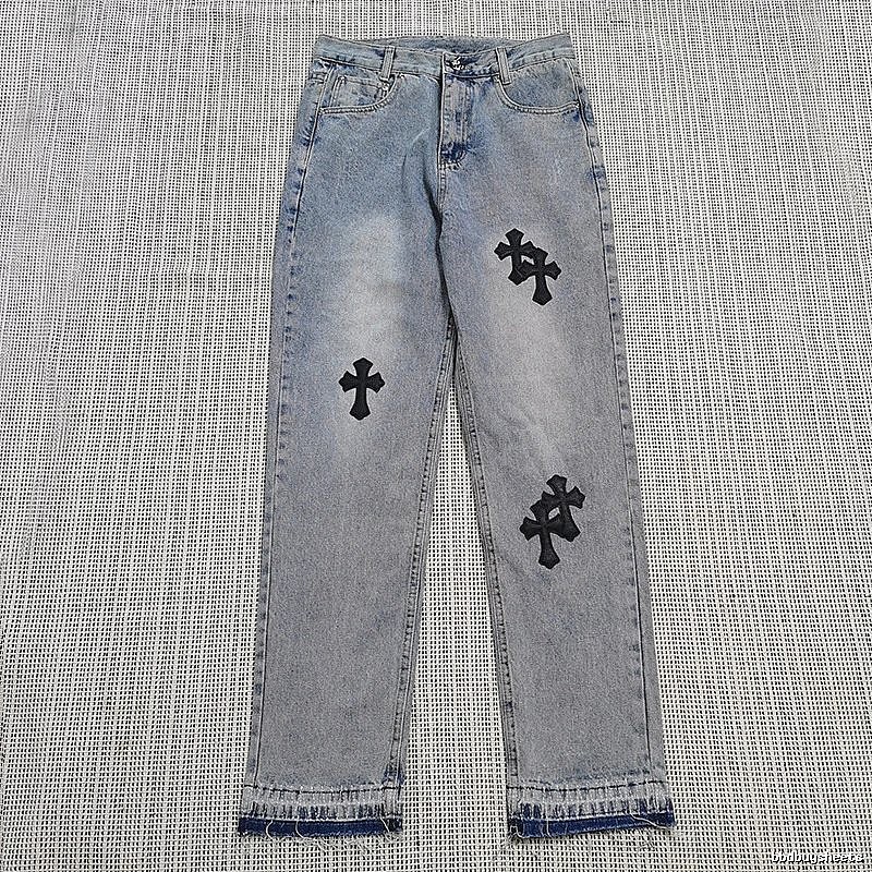 Chrome Hearts Monogram Cross patch jeans White Jeans Black for Layered Styling