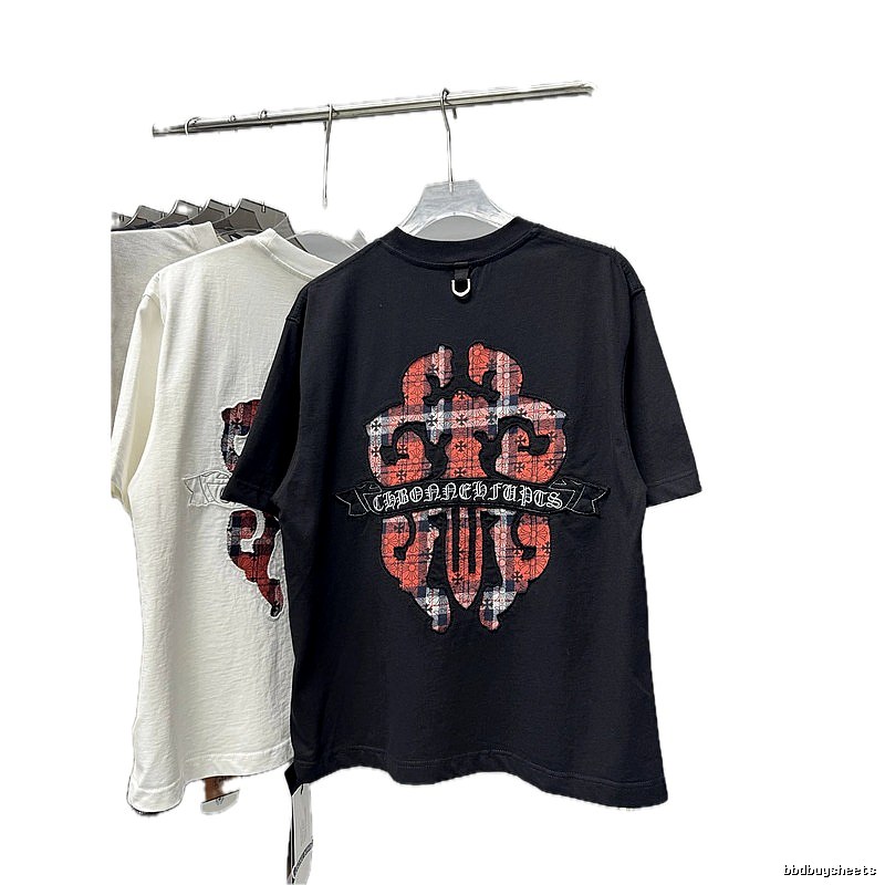 Chrome Hearts Plaid Cross Street Style Black Short-sleeve T-shirt