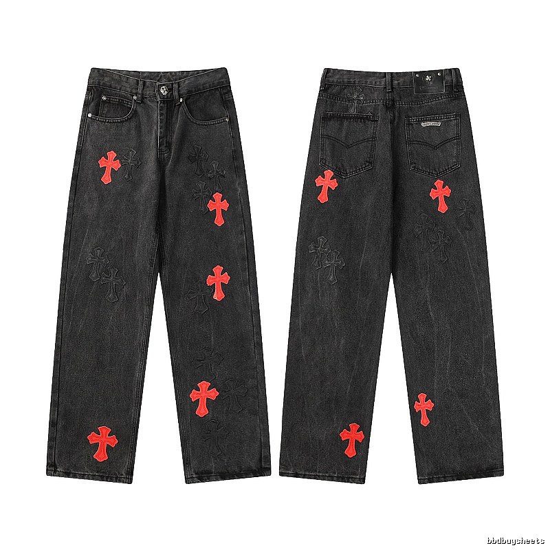 Chrome Hearts Premium Style Graphic jeans Light Denim Jeans for Minimal Outfits