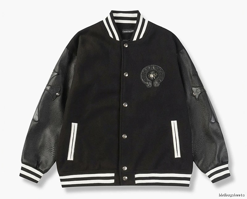 Chrome Hearts retro-style black baseball uniform.