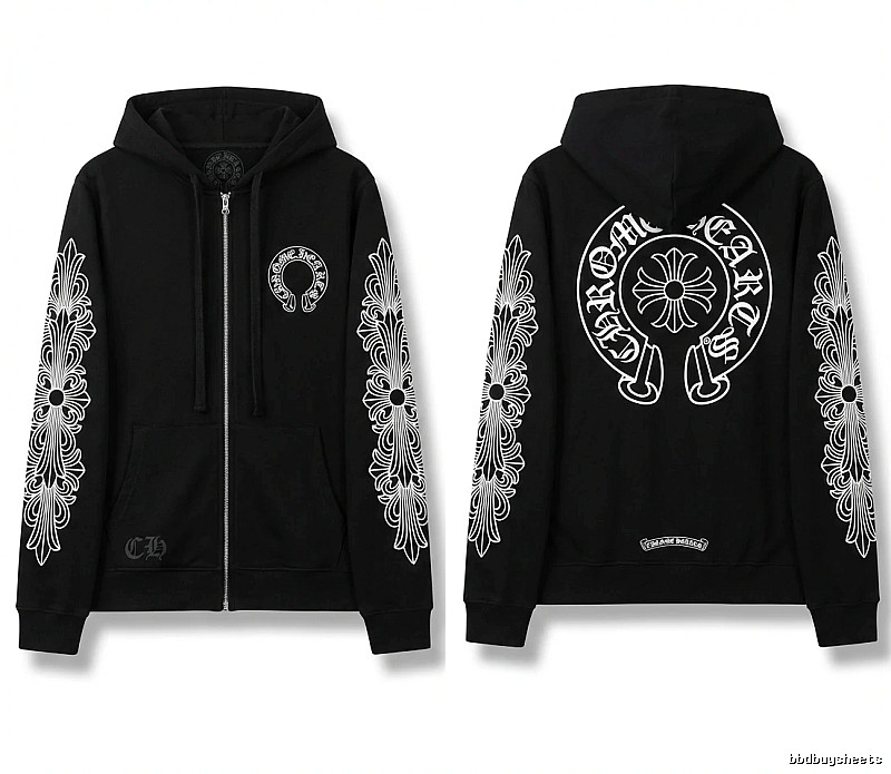 Chrome Hearts retro-style black hoodie