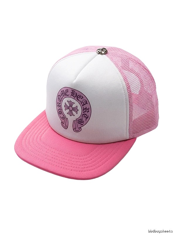 Chrome Hearts Retro Style Pink and White Hat