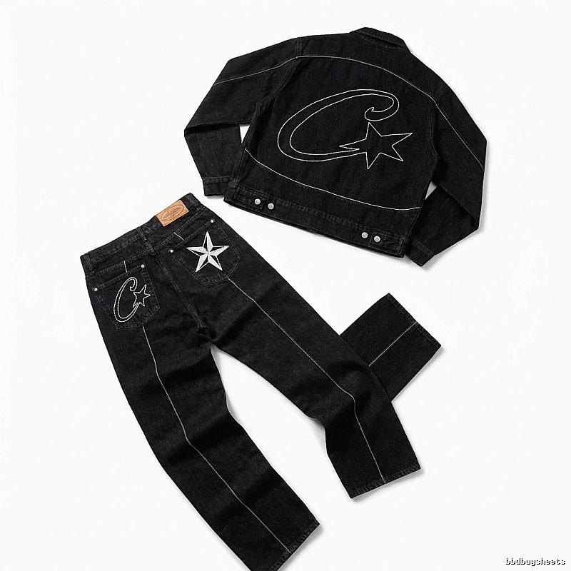 Corteiz denim retro-style suit