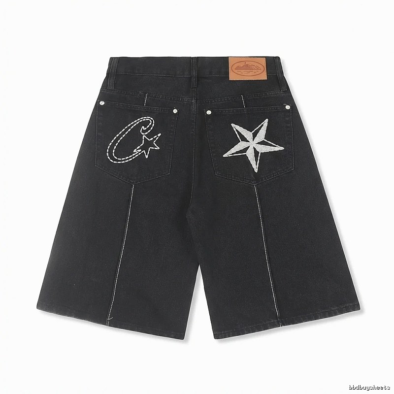 Corteiz Embroidered Trendy Black Shorts