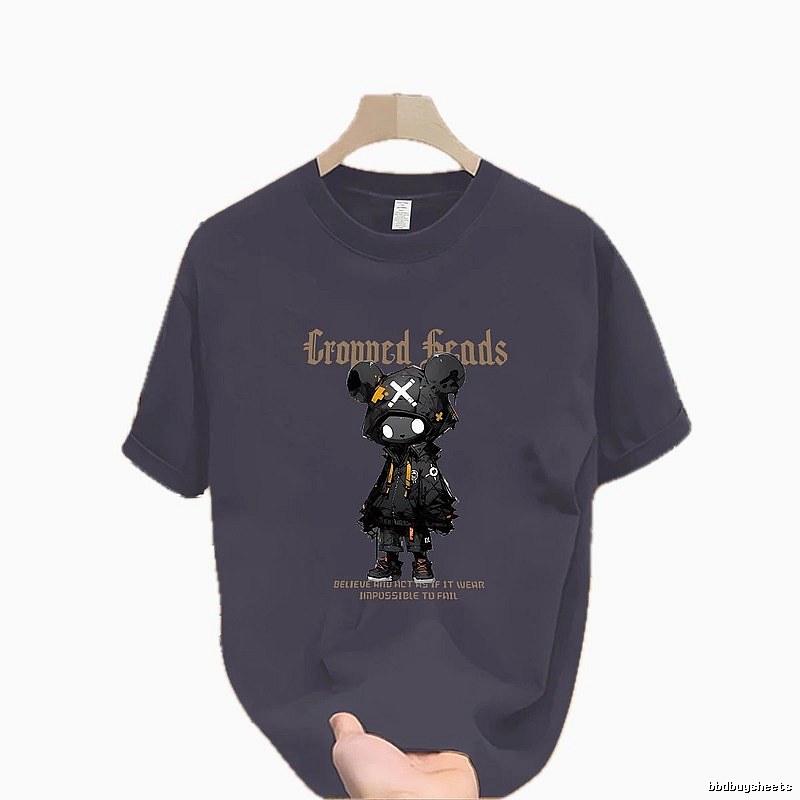 Crowned Heads Mechanical Bear Street Style Charcoal Gray T-Shirt