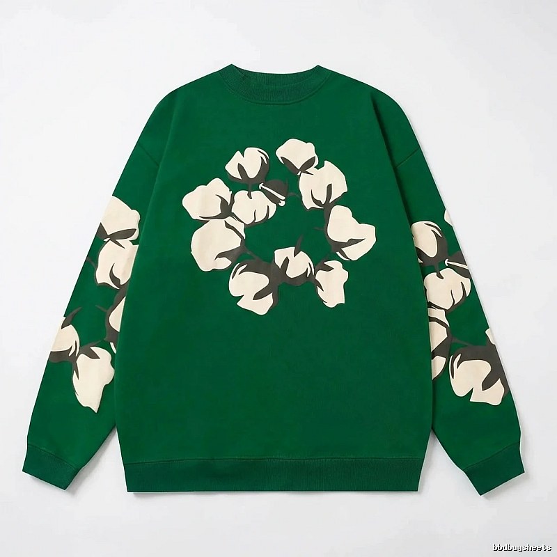 DENIM TEARS Cotton Print Green Sweatshirt