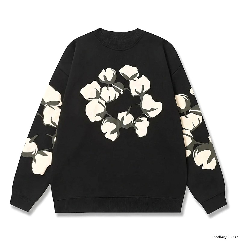 DENIM TEARS Cotton Printed Black Sweatshirt