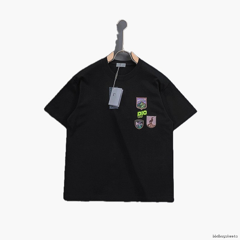 Dior Badge Collection Vintage Style Black Short-sleeve T-shirt