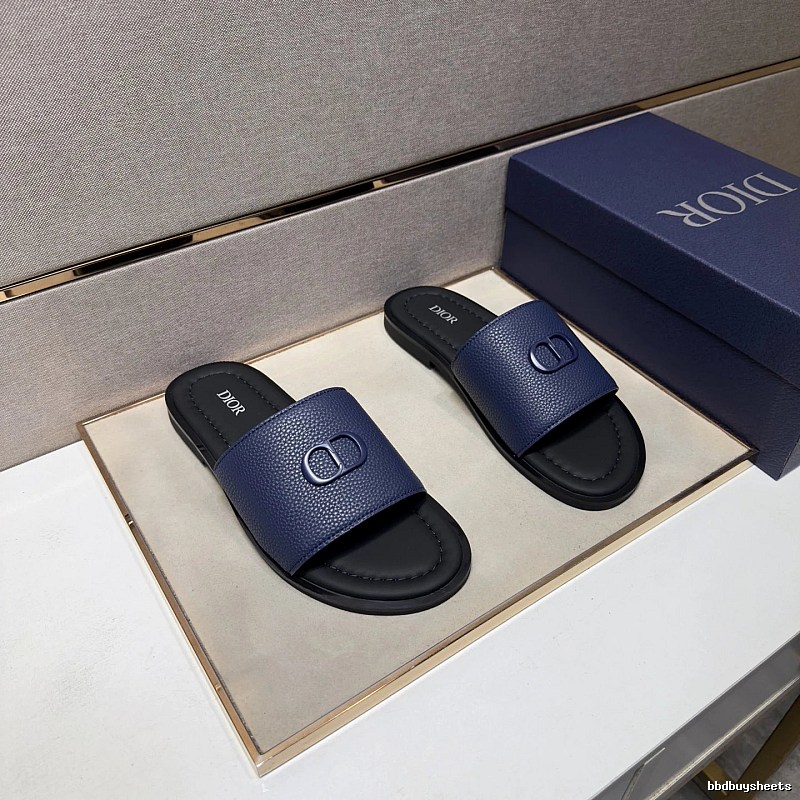 Dior CD Series Minimalist Style Navy Blue Slide Sandals