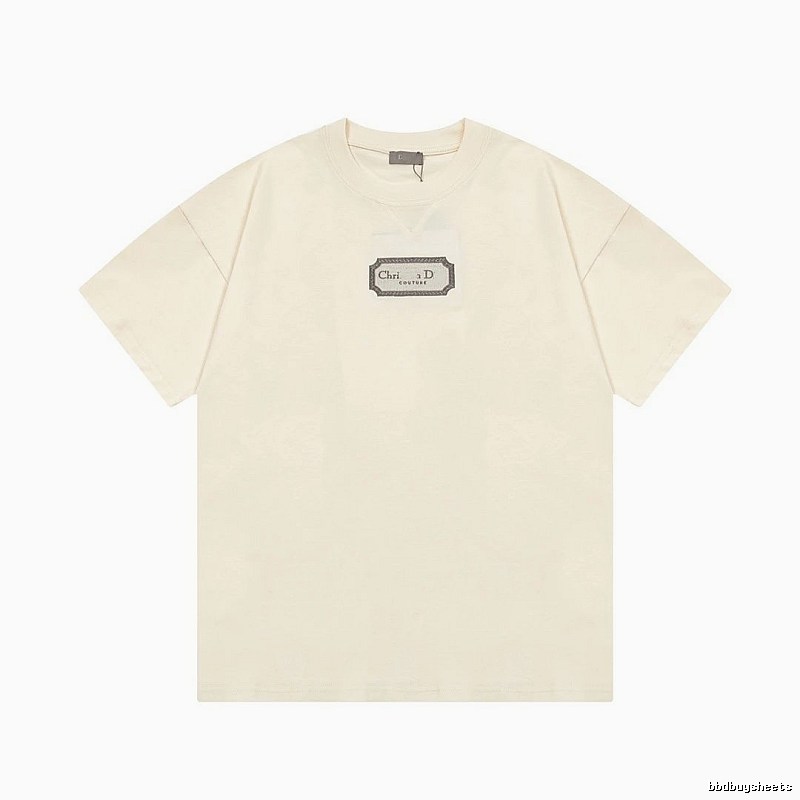 Dior Couture Minimalist Style Off-White Short-sleeve T-shirt