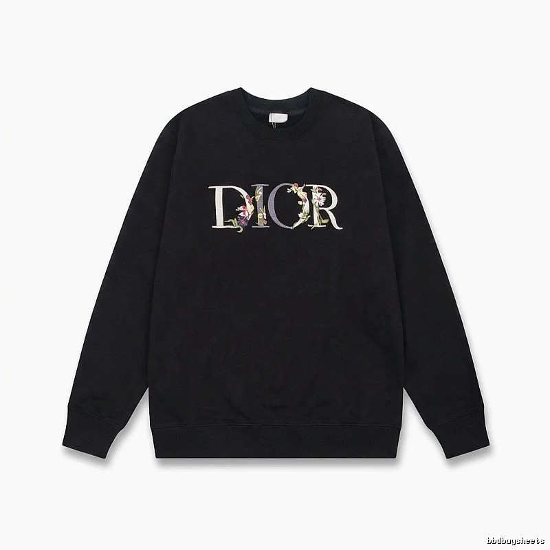 Dior Floral Alphabet Style Black Sweatshirt