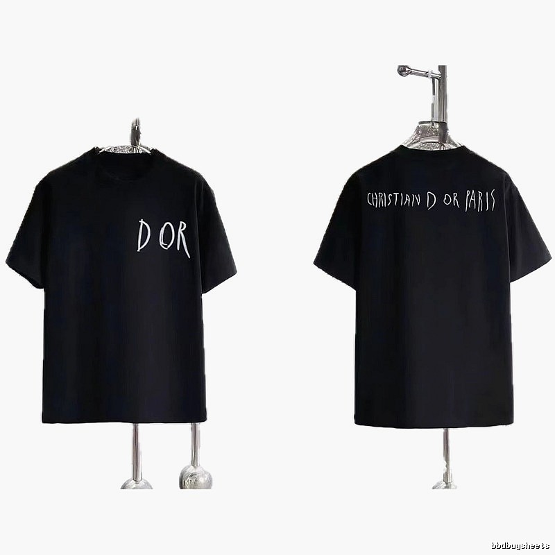 Dior Hand-painted Graffiti Minimalist Style Black T-shirt
