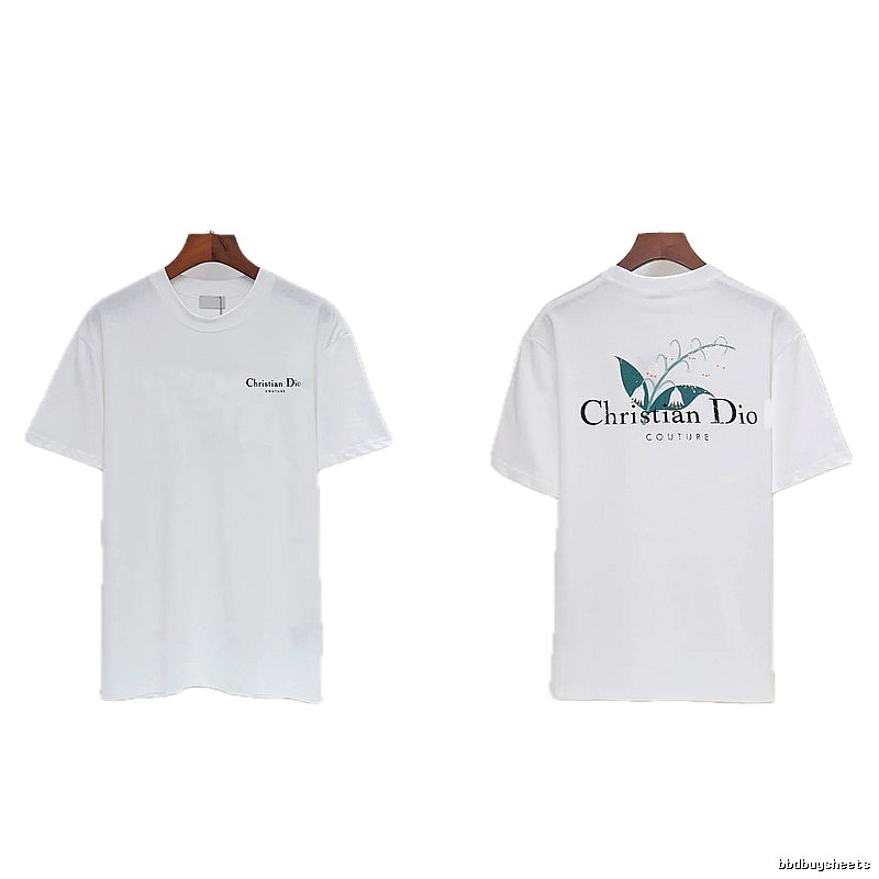 Dior Lily of the Valley Collection Casual Style White T-Shirt