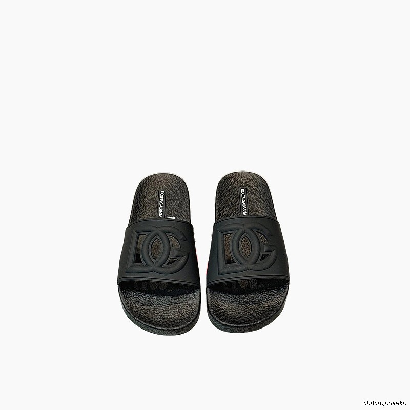 Dolce & Gabbana DG Embossed Casual-style Black Slippers