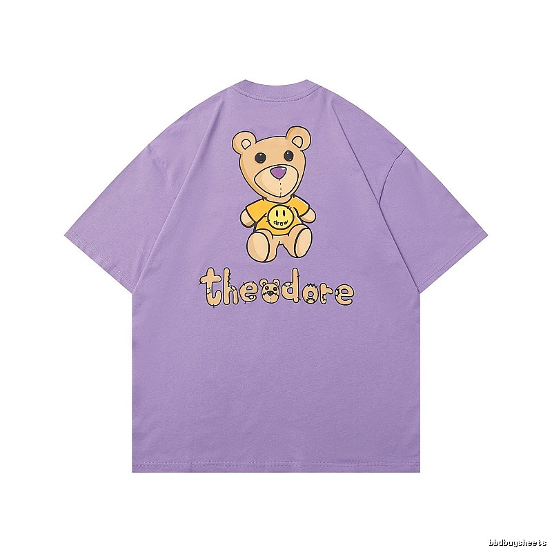 DREW Bear Print Street Style Purple T-shirt