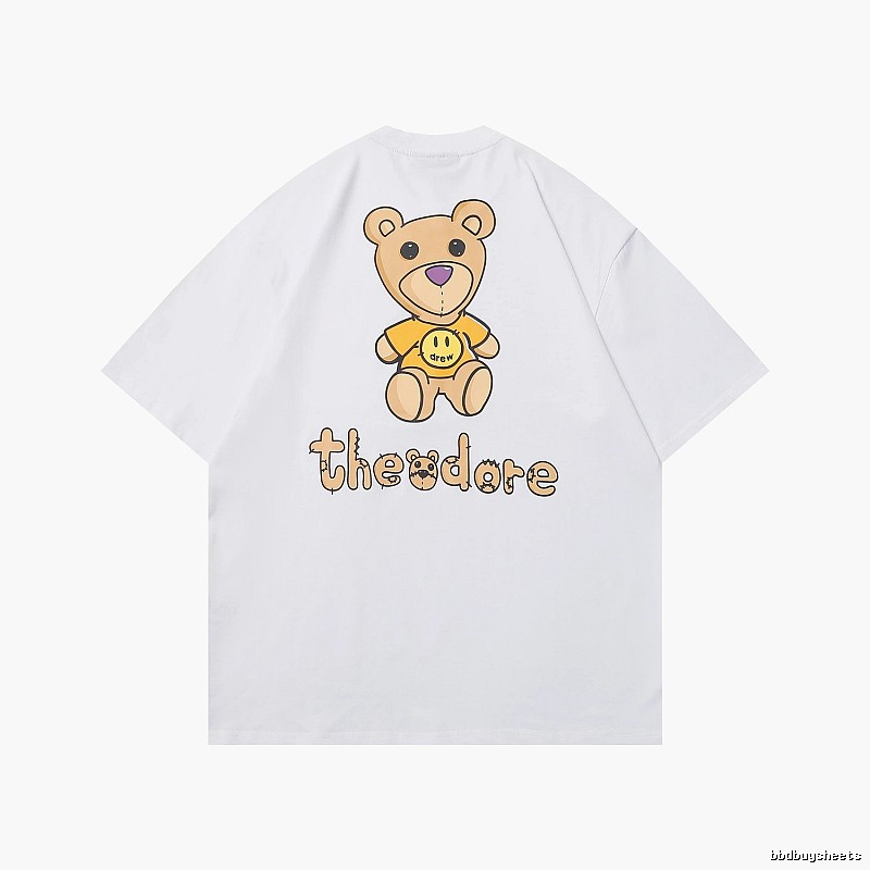 DREW Bear Print Street Style White T-shirt