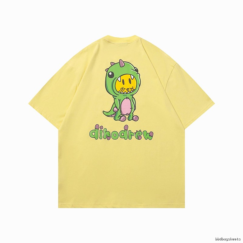 DREW Dinosaur Print Street Style Yellow Short-sleeve T-shirt