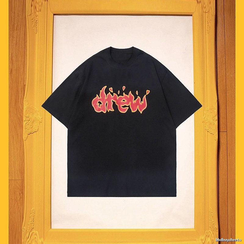 DREW Flame Heart Street Style Black T-shirt