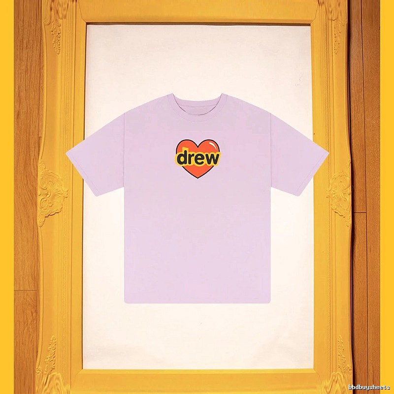 DREW Love Heart Print Street Style Light Purple Short Sleeve T-shirt