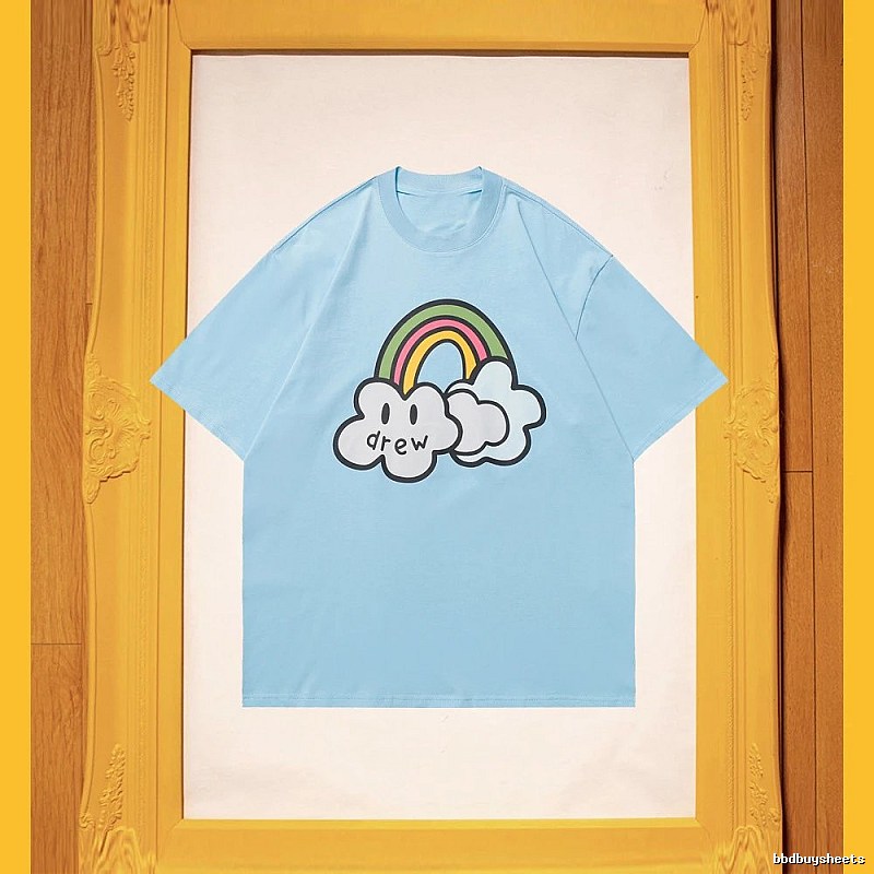 DREW Rainbow Cloud Casual Style Light Blue Short Sleeve T-Shirt