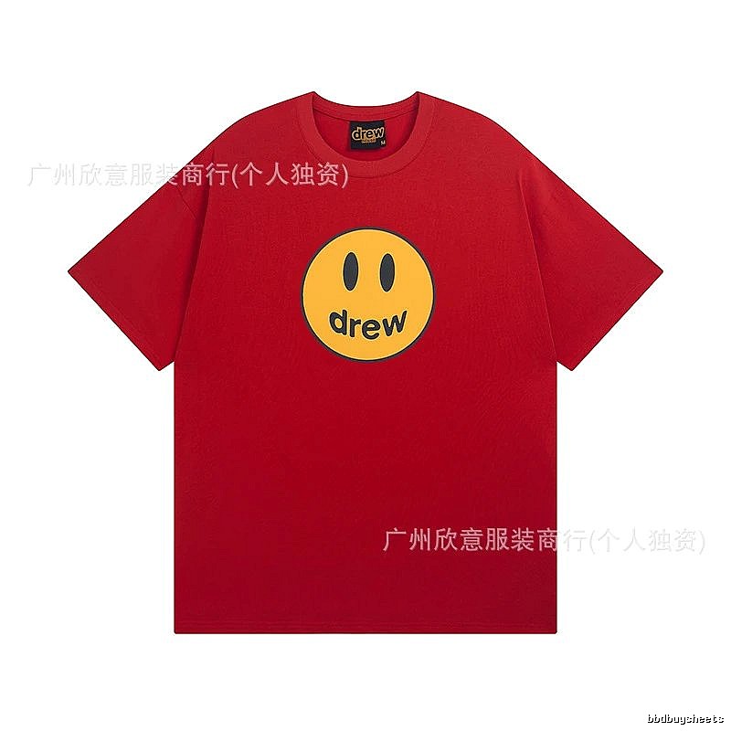 DREW Smiley American Street Style Red Short Sleeve T-Shirt