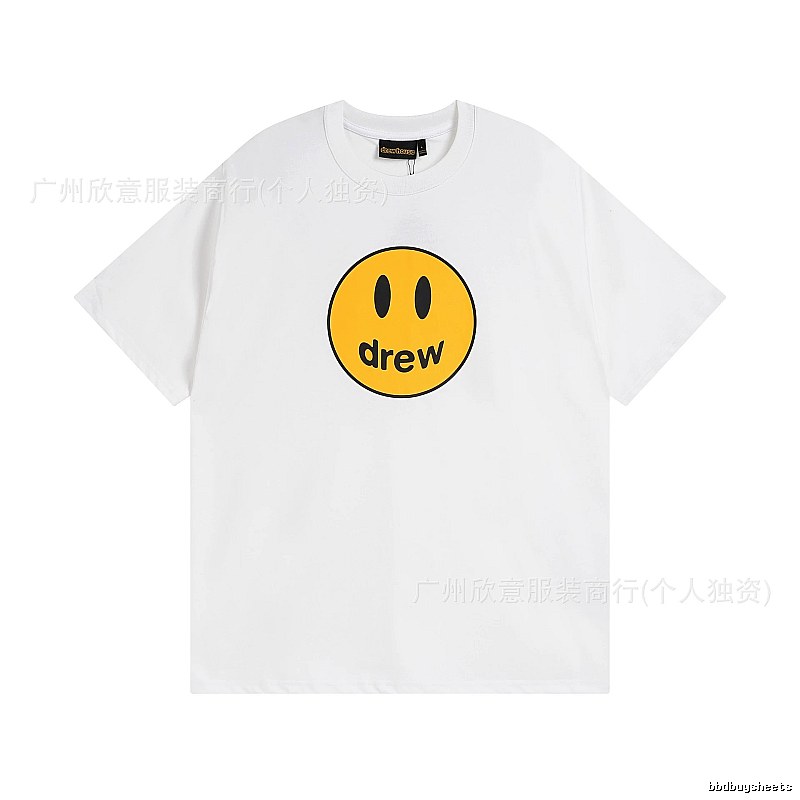 DREW Smiley Series Casual Style White Short-sleeve T-shirt