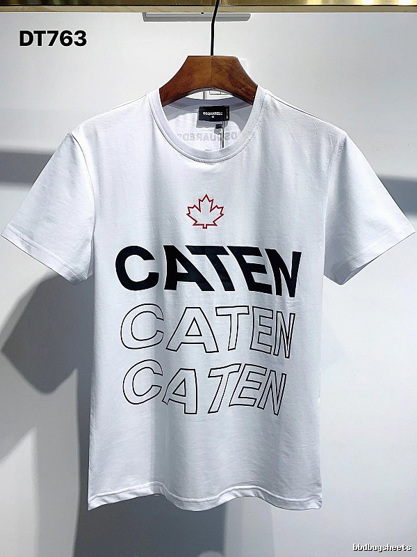 DSQ CATEN Letter Print Trendy Brand White Short Sleeve T-Shirt