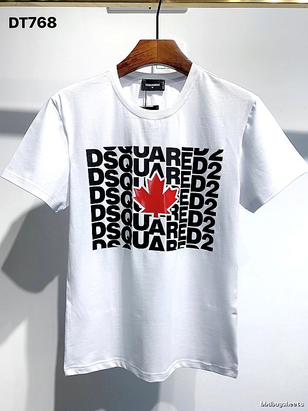 DSQ2 Maple Leaf Print Street Style White Short Sleeve T-Shirt