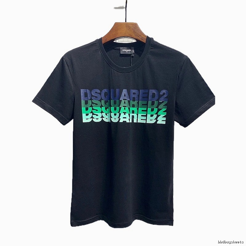 DSQUARED2 Trendy Black Short-sleeve T-shirt with Gradient Letters
