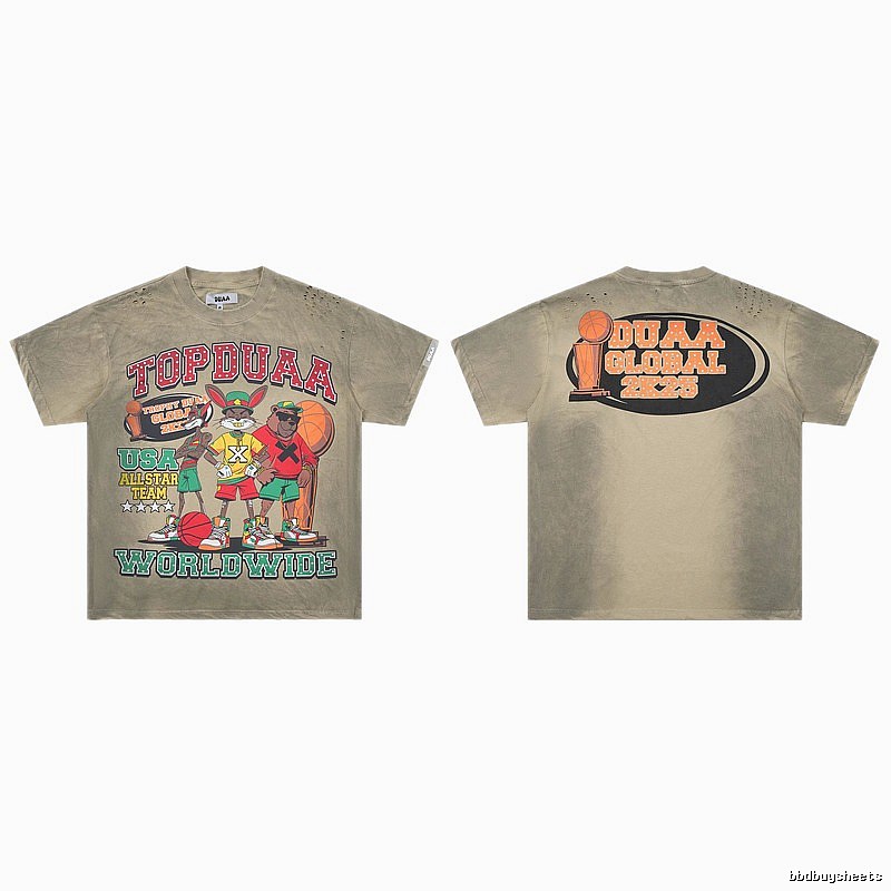 DUAA All-Star American Retro Khaki Short Sleeve T-shirt