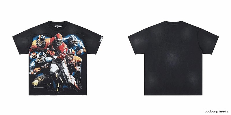 DUAA Rugby Print Retro Black T-Shirt