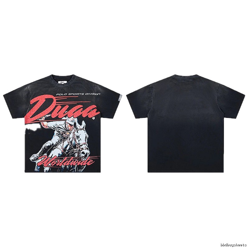 DUAA Vintage Style Black Polo T-Shirt