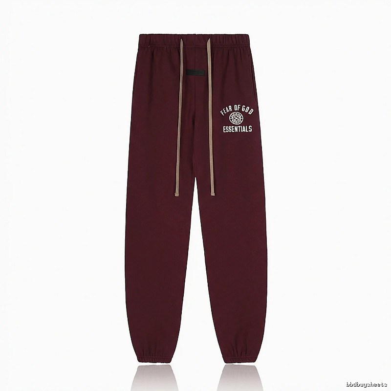 ESSENTIALS Trendy Casual Wine Red Sweatpants