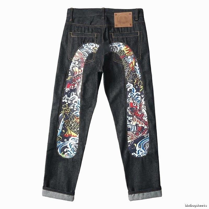 EVISU Koi Carp Trendy Black Jeans
