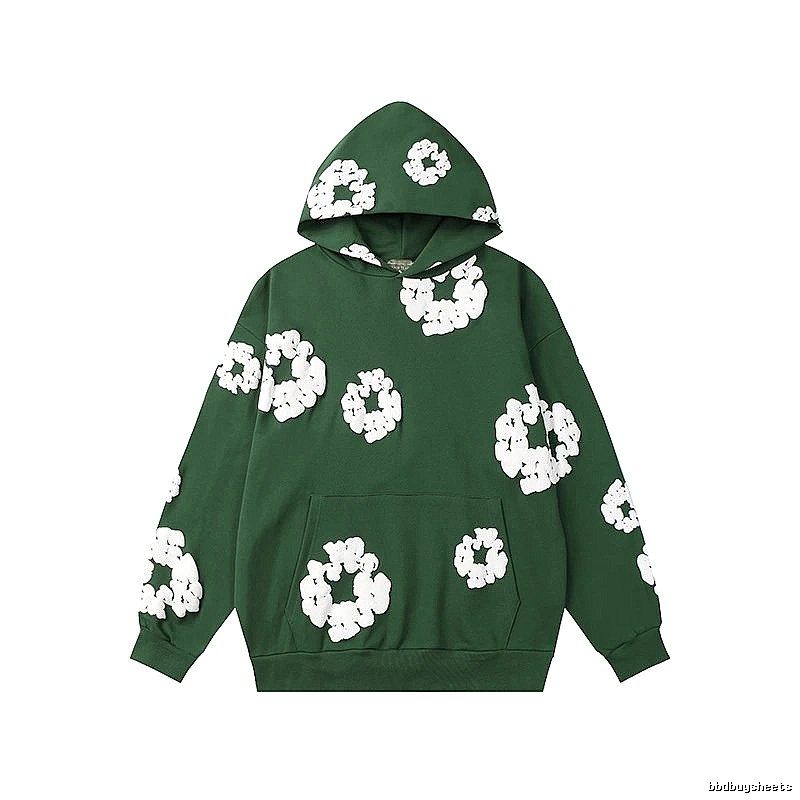 Forest Green Floral Hoodie Streetwear Look