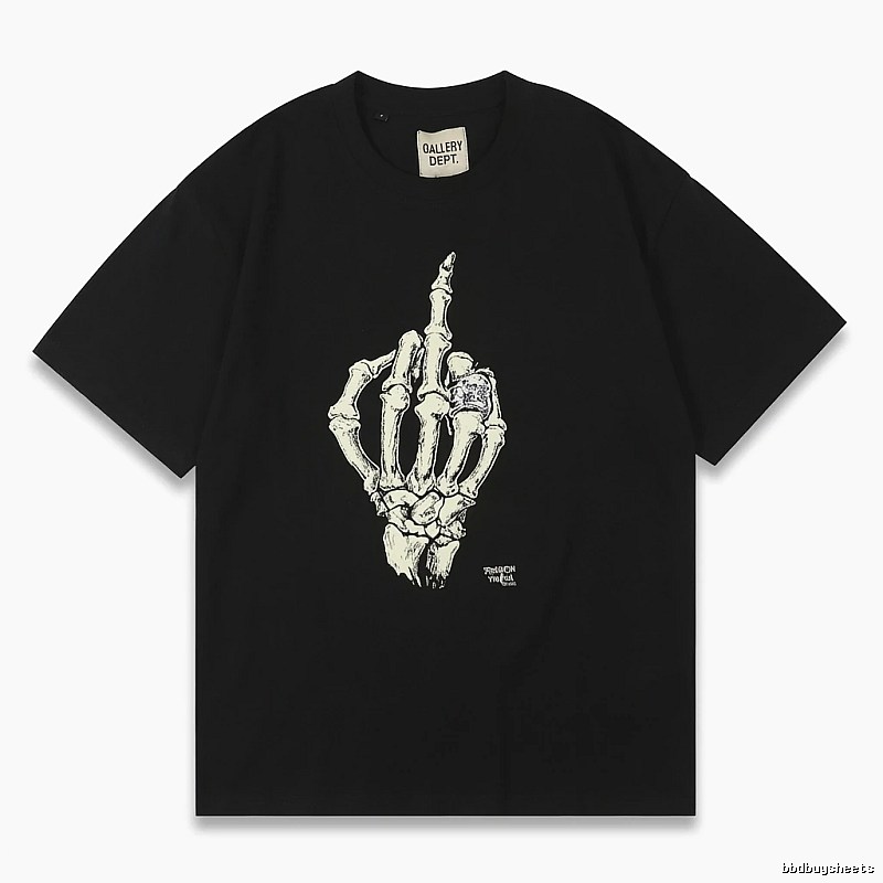 Gallery Dept Skull Print Trendy Cool Black T-shirt