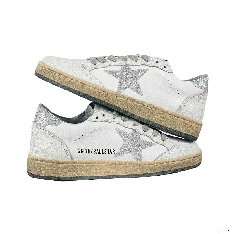 Golden Goose Ballstar Silver - White Retro Athletic Shoes