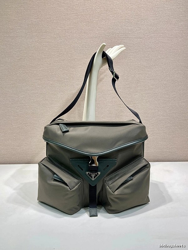Gray Geometric Shoulder Bag Prada Shoulder Bag for Daily Rotation