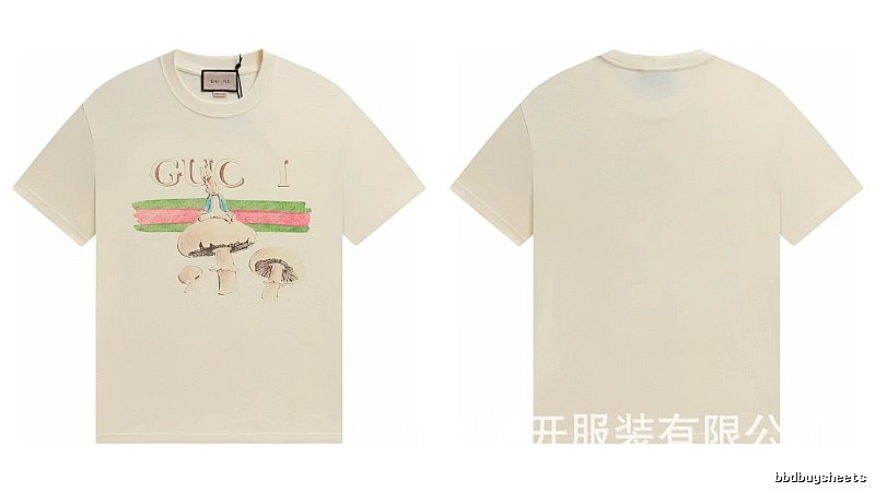 Gucci Co-branded Retro Style Off-white Printed T-Shirt