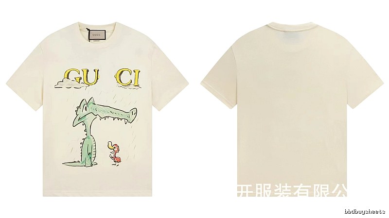 Gucci Crocodile Print Childlike Off-white T-Shirt